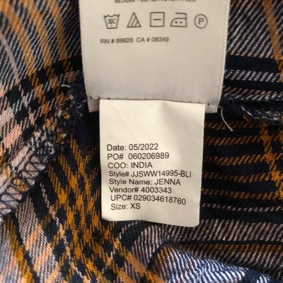 Jessica Simpson Jenna Womens Boho Hi-Lo Plaid Notch-Neck Pullover Top Small - Picture 9 of 12